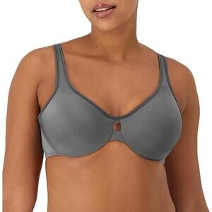 New Lilyette Womens 36DD Gray 0904 Plunge Into Comfort Keyhole Minimizer Bra